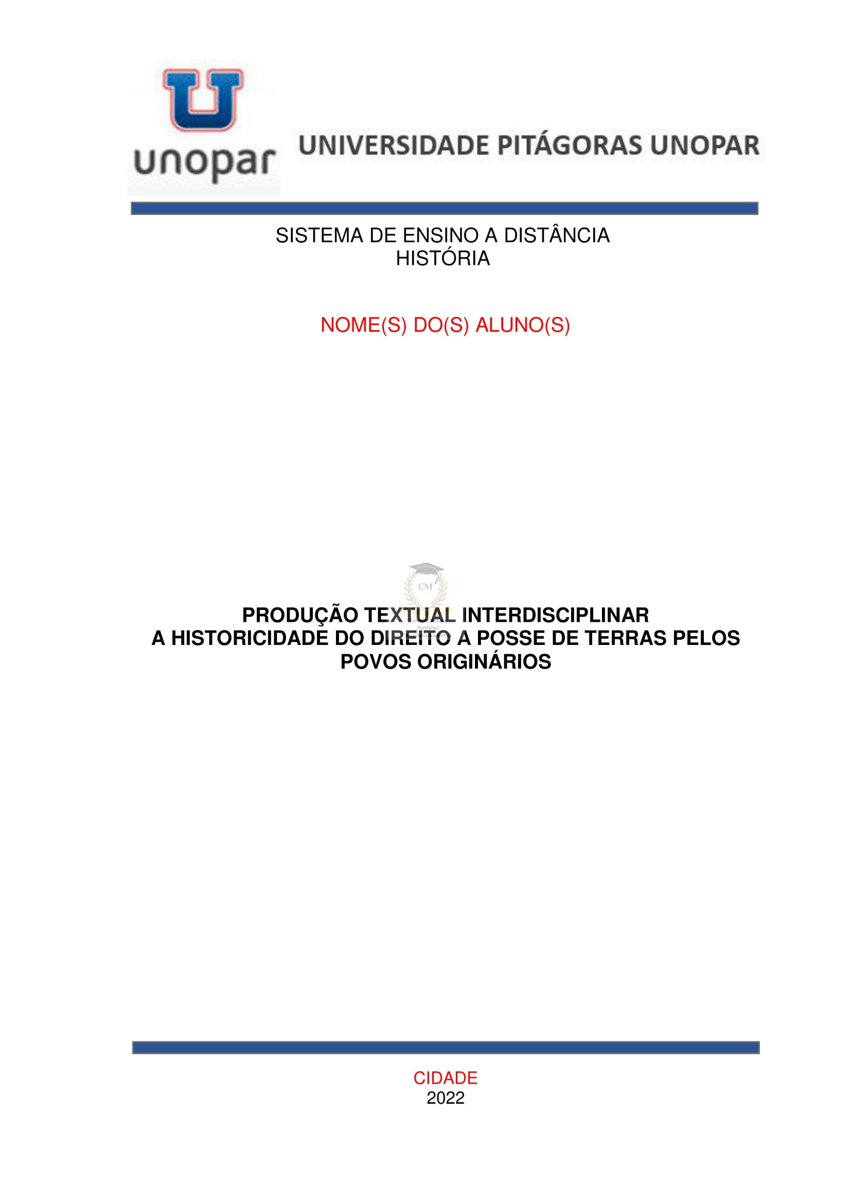 Portfólio A historicidade do direito a posse de terras pelos povos originários