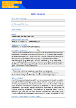 projeto de extensão I administração