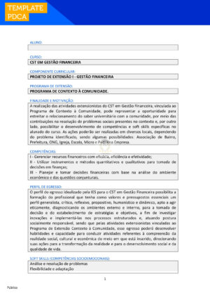 PROJETO DE EXTENSÃO I - GESTÃO FINANCEIRA