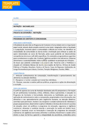 projeto de extensão I nutrição