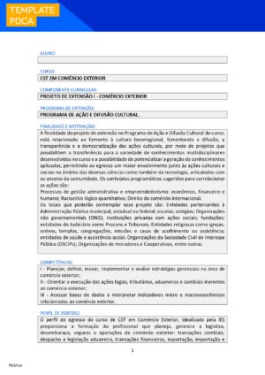 projeto de extensão I comércio exterior