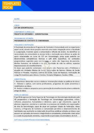 projeto de extensão I gerontologia