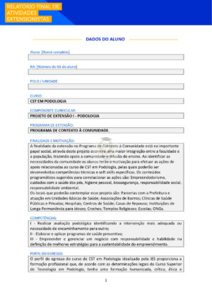 projeto de extensão i podologia