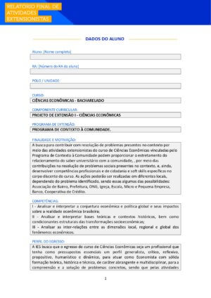 projeto de extensão I ciências econômicas