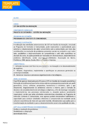 projeto de extensão I gestão da inovação