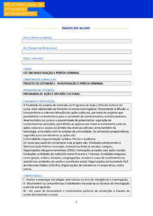 projeto de extensão i investigação e perícia criminal