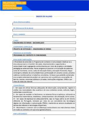 projeto de extensão engenharia de minas