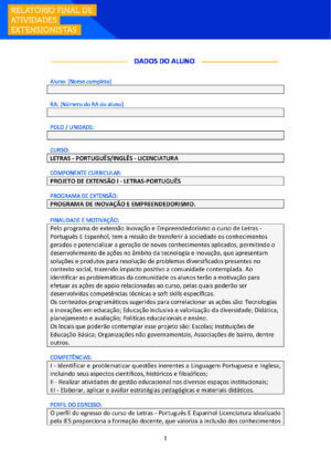 projeto de extensão i letras unopar anhanguera