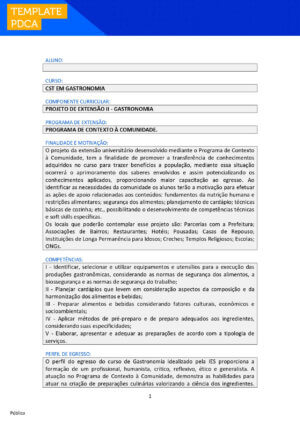 projeto de extensão ii gastronomia