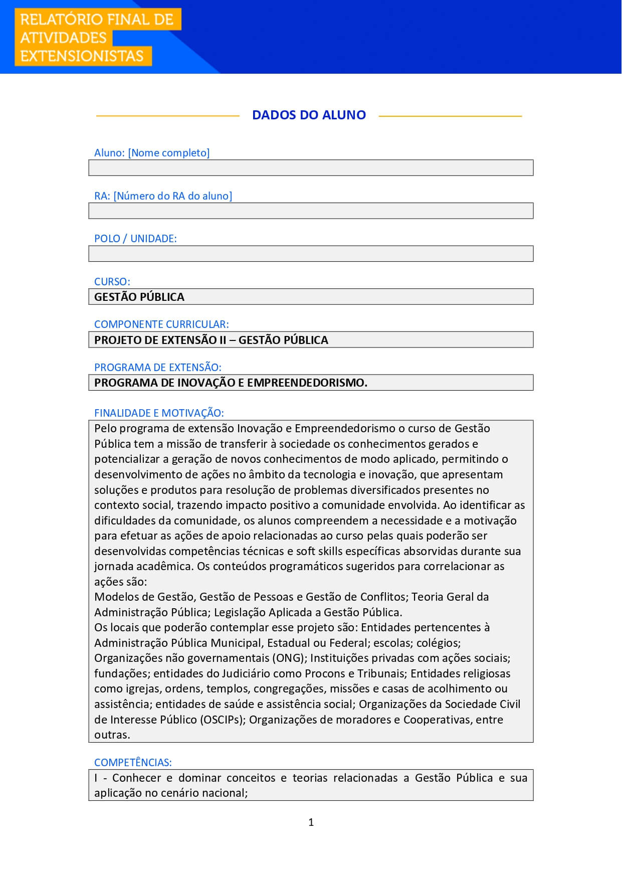 projeto de extensão ii gestão pública