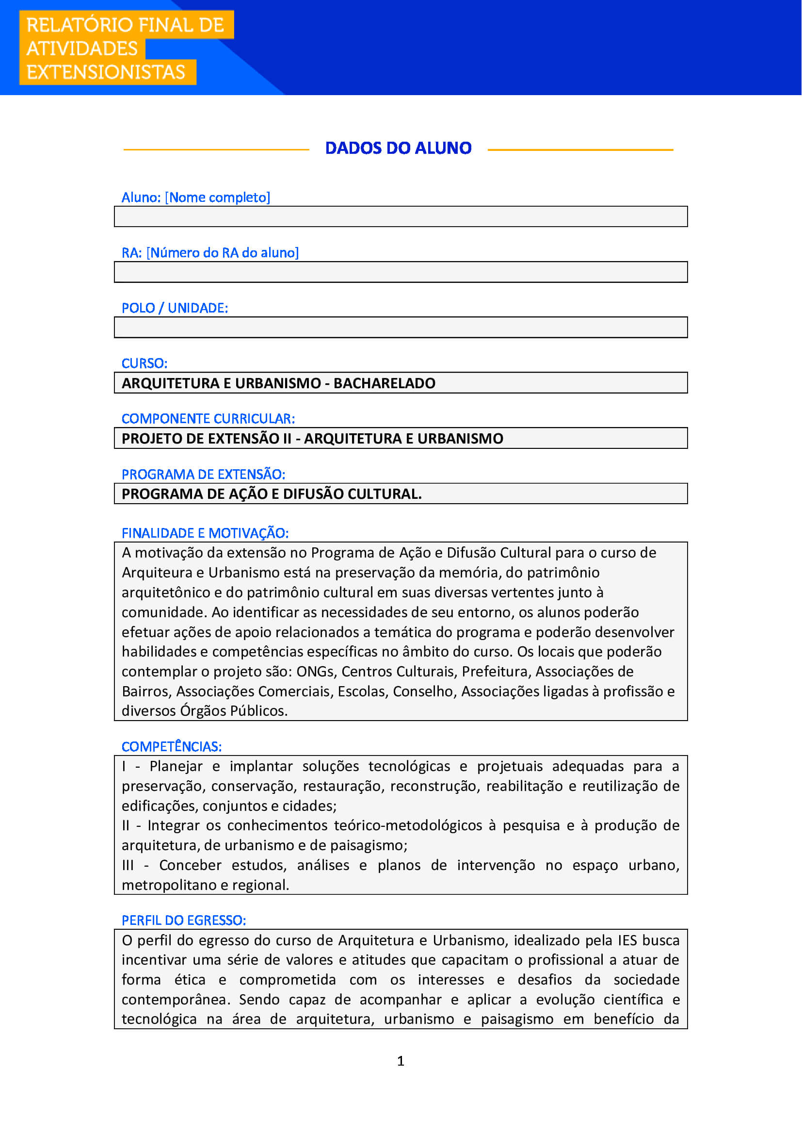 projeto de extensão ii arquitetura de urbanismo