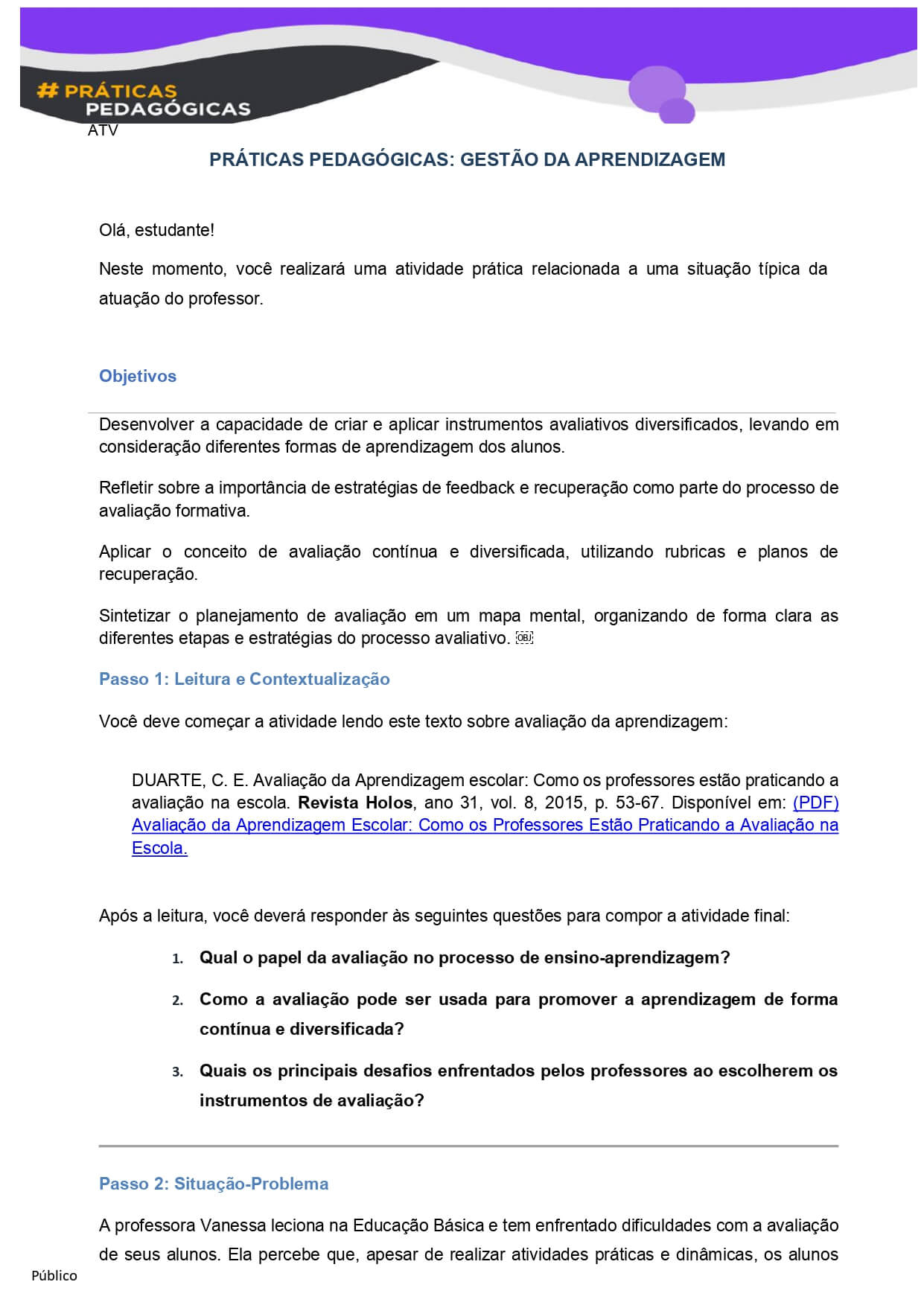 práticas pedagógicas: gestão da aprendizagem