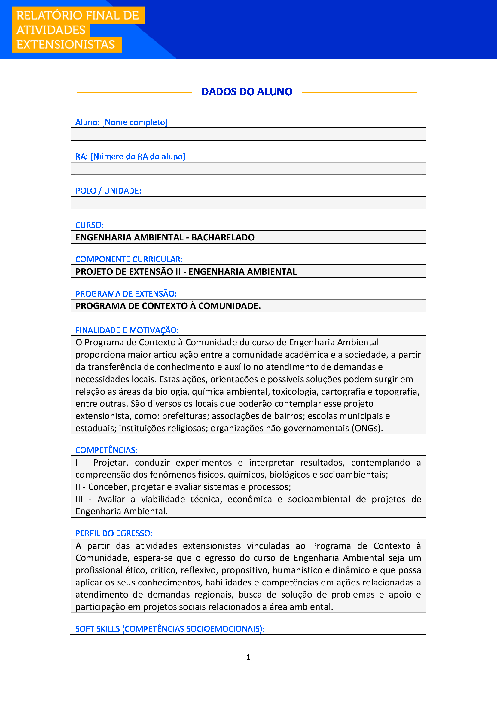 projeto de extensão ii engenharia ambiental