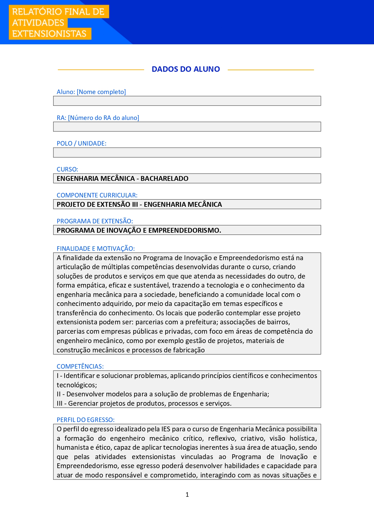 projeto de extensão iii engenharia mecânica