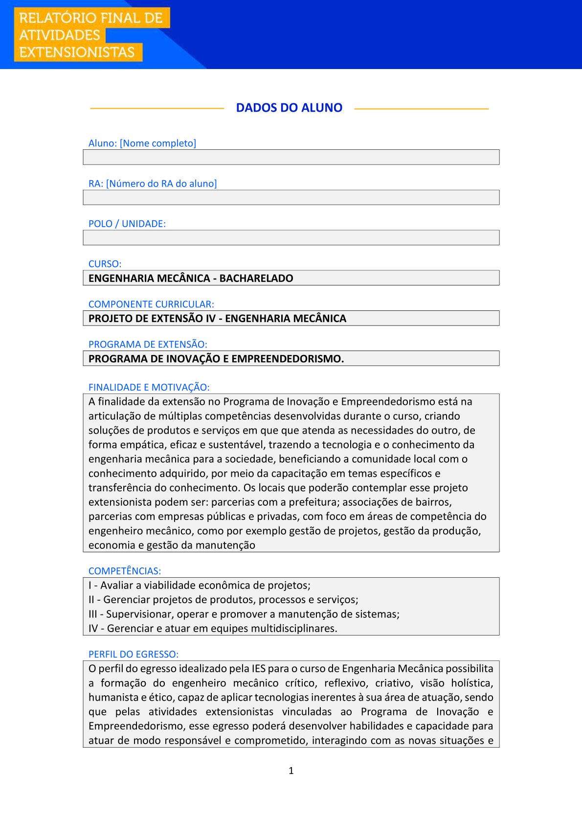 projeto de extensão iv engenharia mecânica