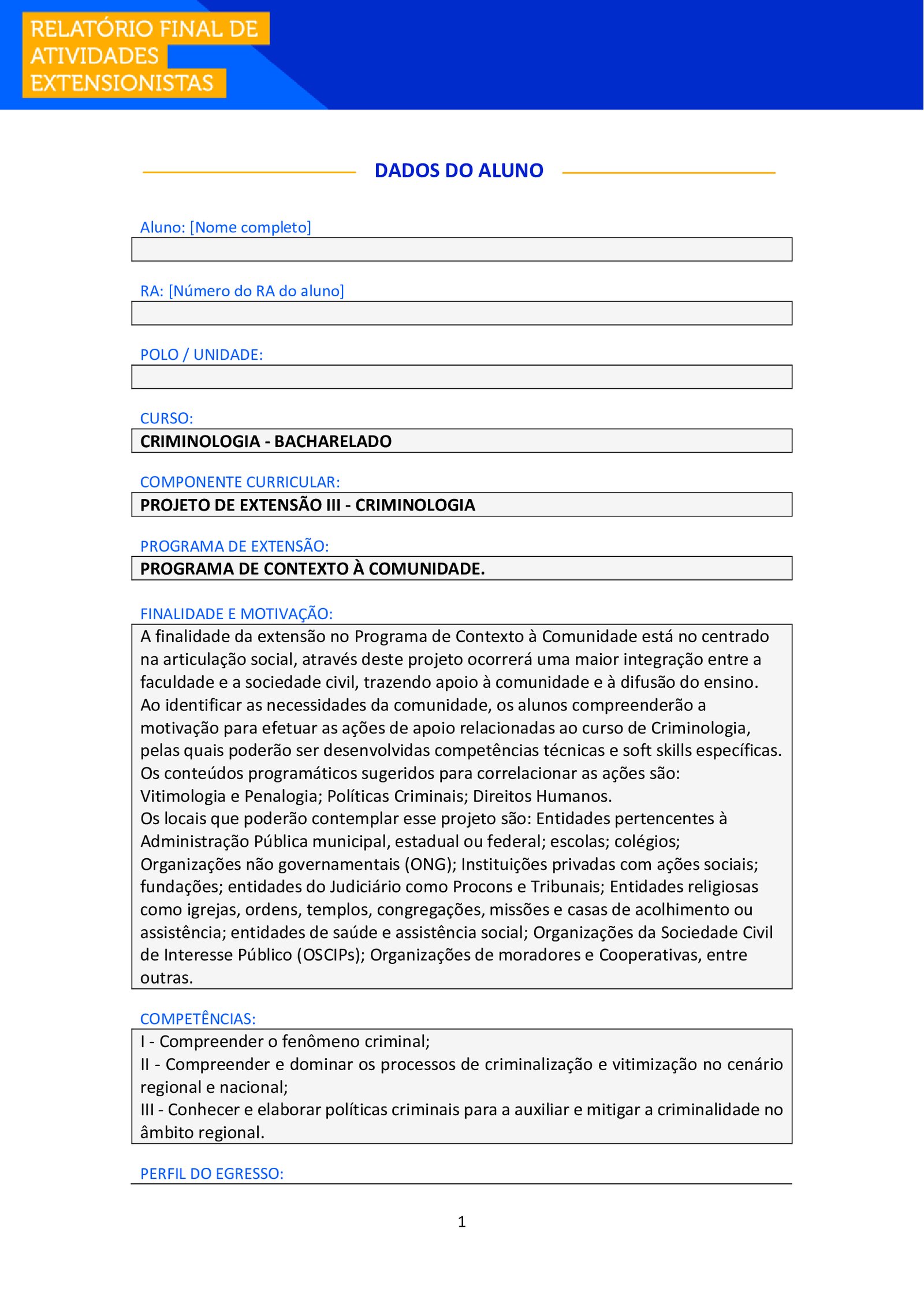 projeto de extensão iii criminologia unopar anhanguera