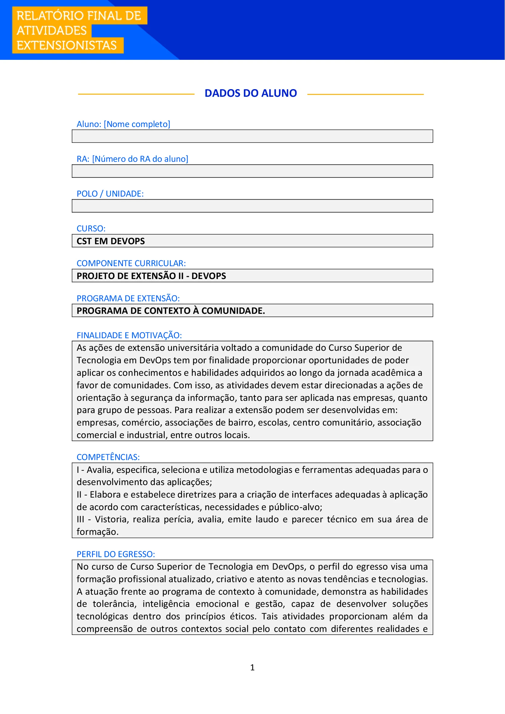 Projeto de Extensão II - Devops