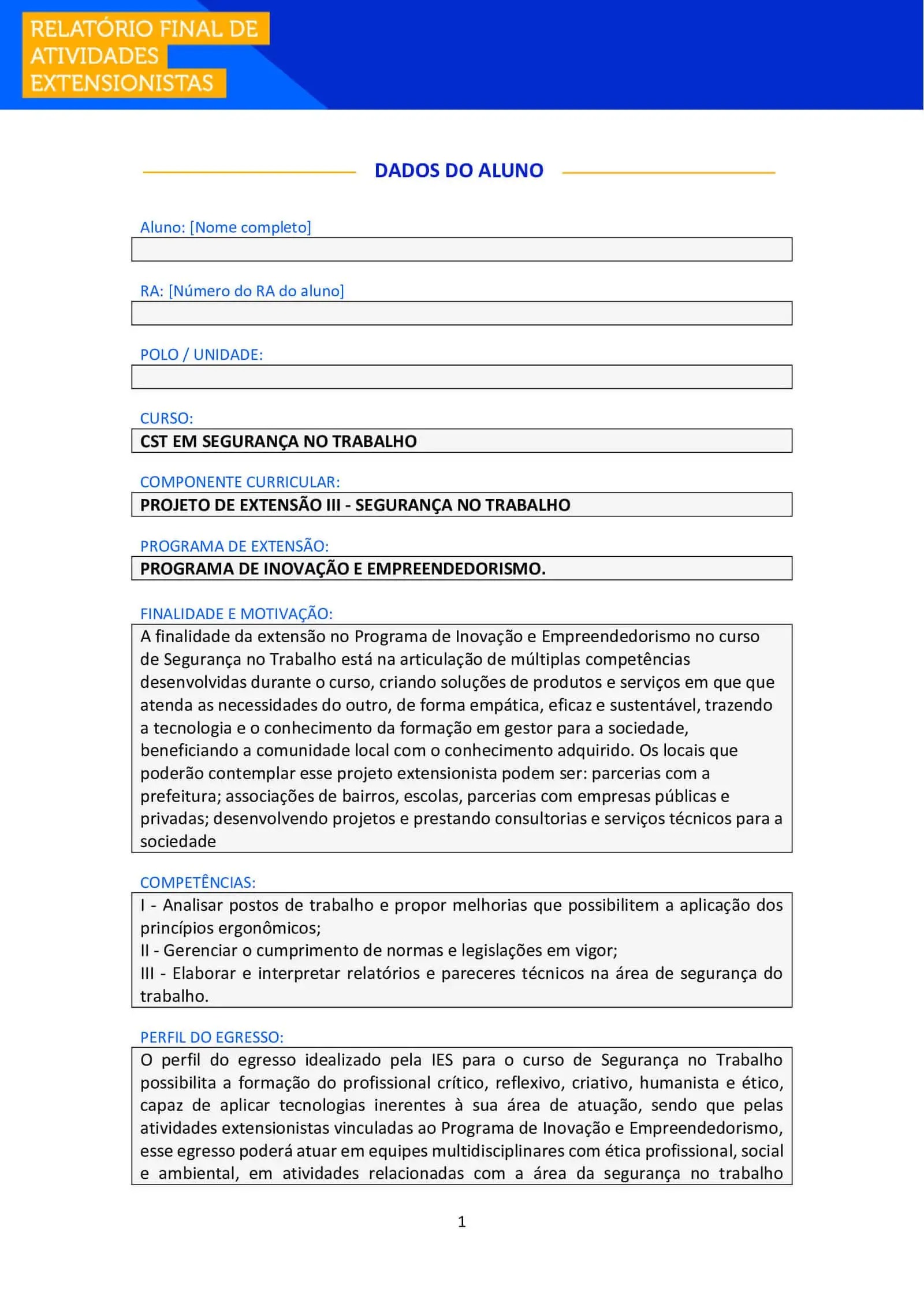 projeto de extensão iii segurança no trabalho