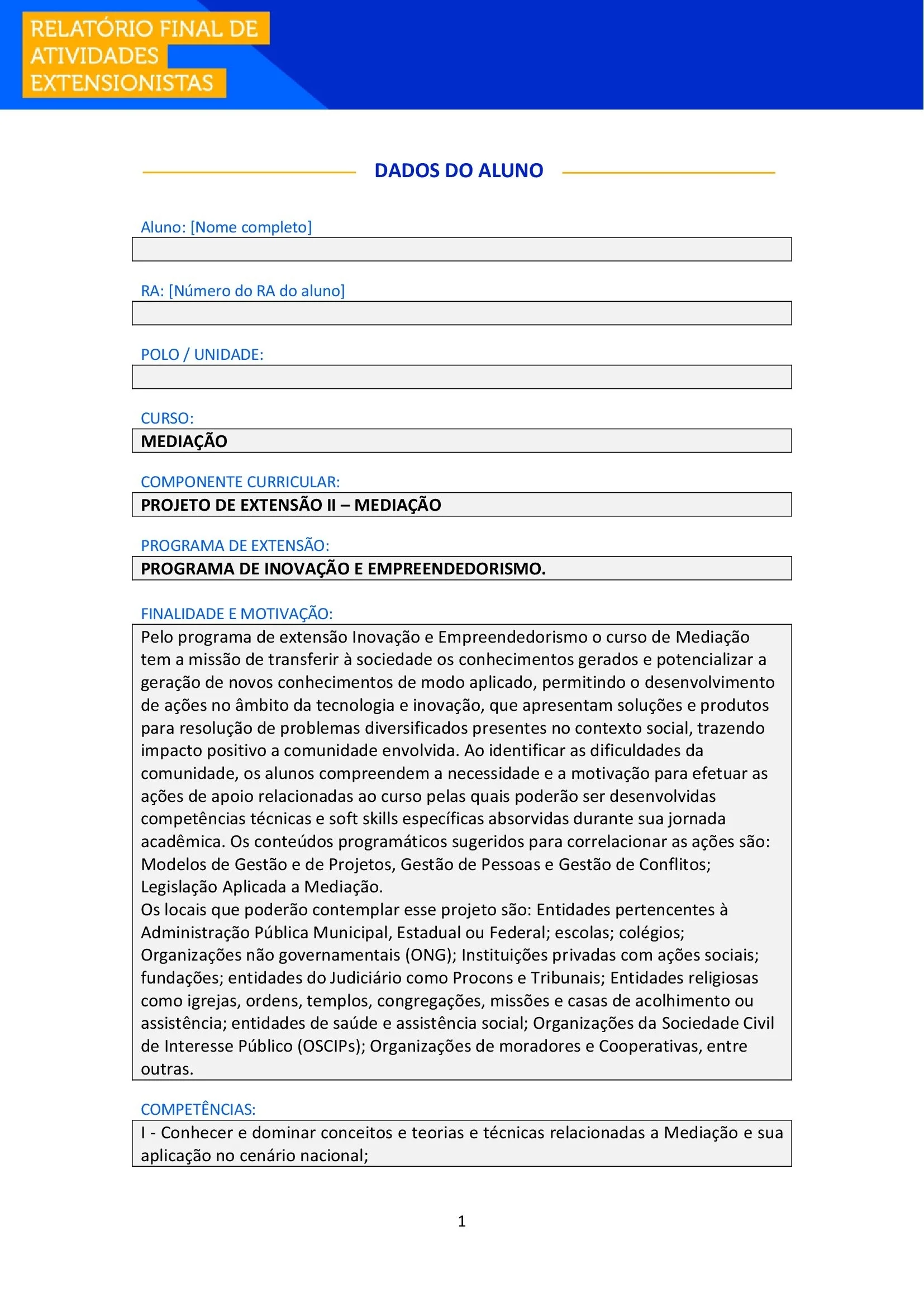 projeto de extensão ii mediação unopar anhanguera