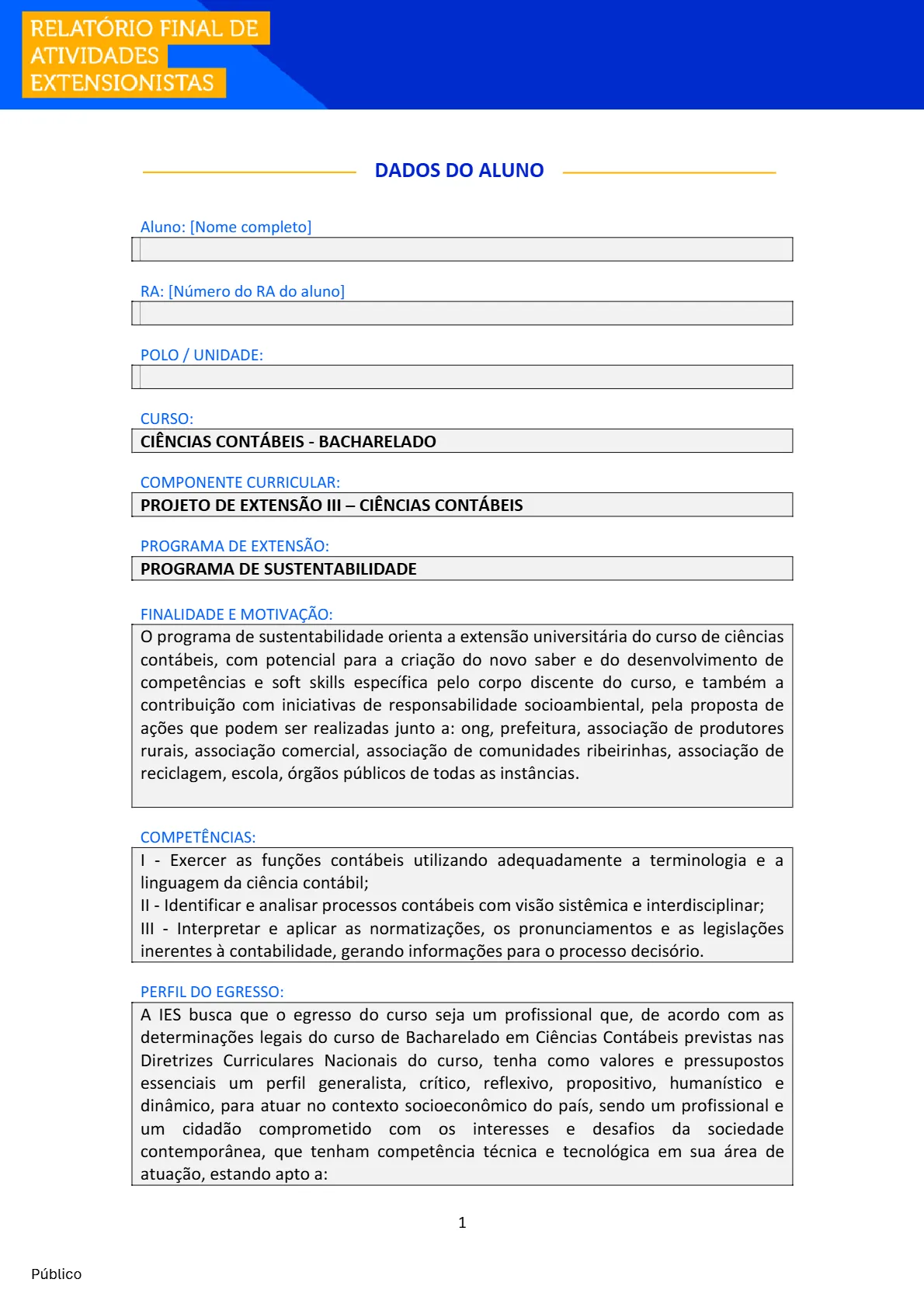 Projeto de Extensão III - Ciências Contábeis unopar anhanguera