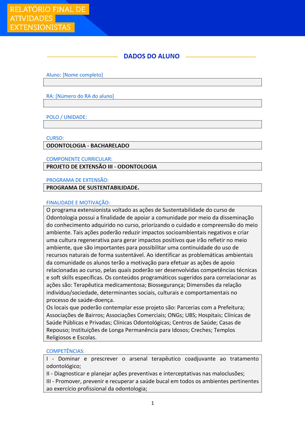 projeto de extensão iii odontologia